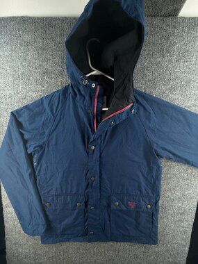 Barbour Beacon Pass Waxed Jacket Women Zip Vibrant Blue Hooded Medium Lined